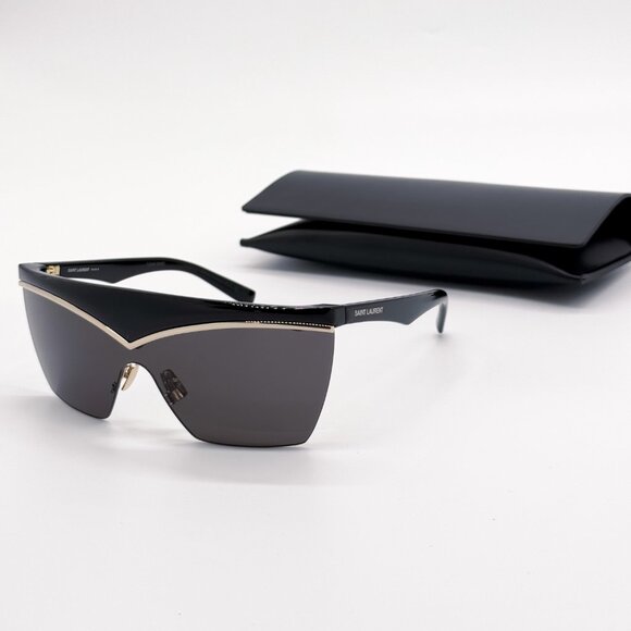 NEW SAINT LAURENT SL 614 MASK 001 BLACK SL614 MASK 001 WOMEN SUNGLASSES - Picture 1 of 13